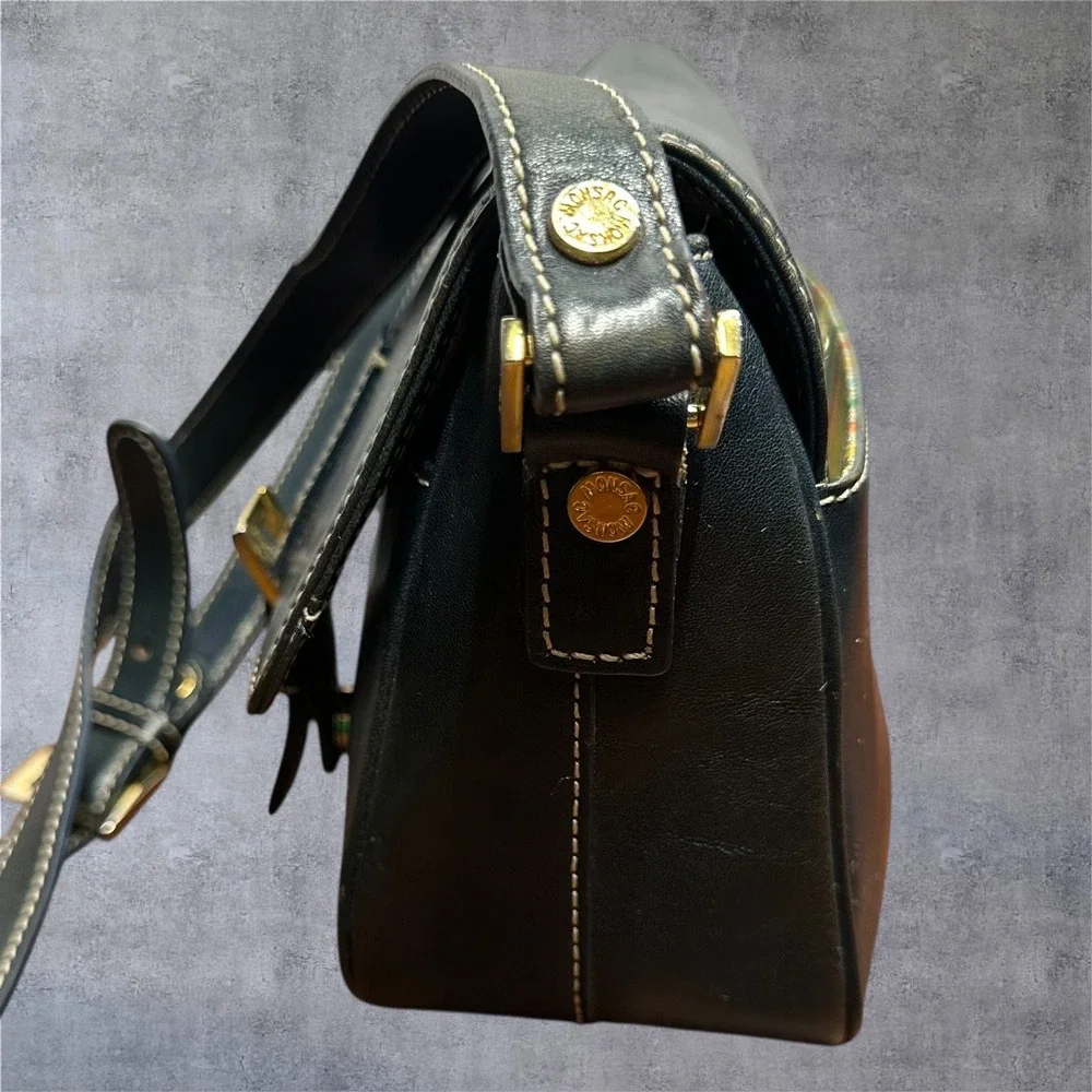 Monsac‎ Leather Satchel Bag Womens Medium Teal Green Buckle Crossbody